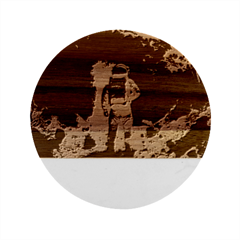 Astronaut Space Walk Marble Wood Coaster (round) by danenraven