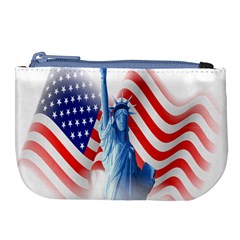 Statue Of Liberty And Usa Flag Art Large Coin Purse by danenraven