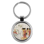 Egyptian Design Men Worker Slaves Key Chain (Round) Front