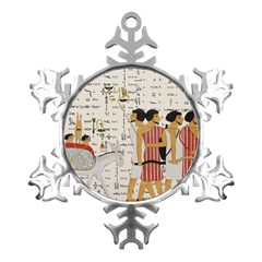 Egyptian Design Men Worker Slaves Metal Small Snowflake Ornament by Mog4mog4