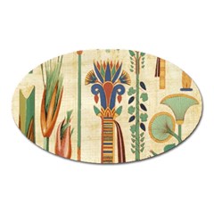 Egyptian Paper Papyrus Hieroglyphs Oval Magnet by Mog4mog4