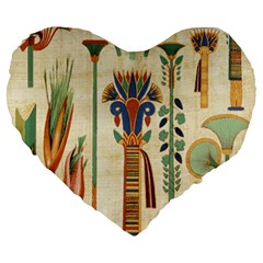 Egyptian Paper Papyrus Hieroglyphs Large 19  Premium Flano Heart Shape Cushions by Mog4mog4