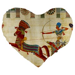 Egyptian Tutunkhamun Pharaoh Design Large 19  Premium Flano Heart Shape Cushions by Mog4mog4