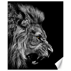 Roar Angry Male Lion Black Canvas 11  X 14  by Mog4mog4