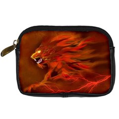 Fire Lion Flames Light Mystical Dangerous Wild Digital Camera Leather Case by Mog4mog4