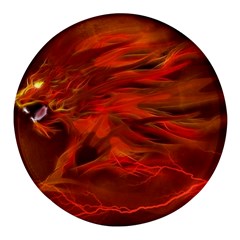 Fire Lion Flames Light Mystical Dangerous Wild Round Glass Fridge Magnet (4 Pack) by Mog4mog4