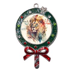 Lion Africa African Art Metal X mas Lollipop With Crystal Ornament by Mog4mog4