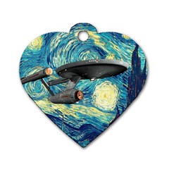 Star Starship The Starry Night Van Gogh Dog Tag Heart (one Side) by Mog4mog4