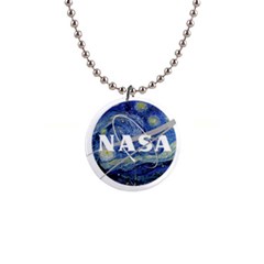 Vincent Van Gogh Starry Night Art Painting Planet Galaxy 1  Button Necklace