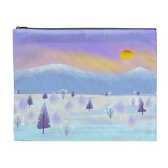 Vector Winter Landscape Sunset Evening Snow Cosmetic Bag (xl) by Mog4mog4