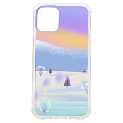 Vector Winter Landscape Sunset Evening Snow Iphone 12 Mini Tpu Uv Print Case	 by Mog4mog4