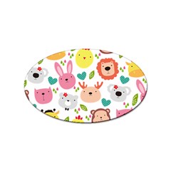 Cute Animals Cartoon Seamless Background Sticker (oval) by Bakwanart