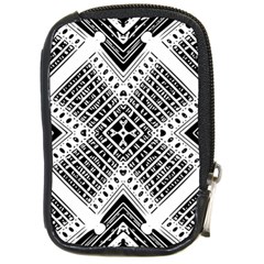Black And White Modern Texture Seamless Print Fabric Pattern Compact Camera Leather Case by Bakwanart