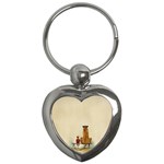 Tiger Sitting Beside Boy Painting Parody Cartoon Key Chain (Heart) Front