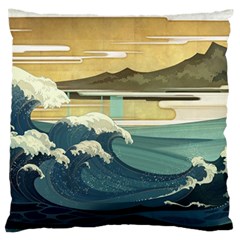 Sea Asia, Waves Japanese Art The Great Wave Off Kanagawa Standard Premium Plush Fleece Cushion Case (two Sides) by Bakwanart