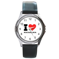 I Love Macadamia Round Metal Watch by ilovewhateva