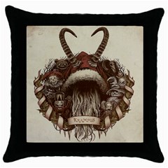 Christmas Dark Demon Evil Horror Krampus Throw Pillow Case (black) by Bakwanart