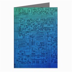 Blue And Green Circuit Board Wallpaper Circuit Board Sketch Greeting Cards (pkg Of 8) by Bakwanart