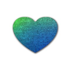 Blue And Green Circuit Board Wallpaper Circuit Board Sketch Rubber Coaster (heart) by Bakwanart