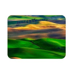 Grassland Nature Palouse Green Field Hill Sky Butte Premium Plush Fleece Blanket (mini)