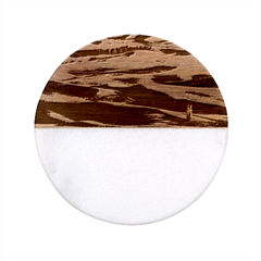 Grassland Nature Palouse Green Field Hill Sky Butte Classic Marble Wood Coaster (round)  by Bakwanart