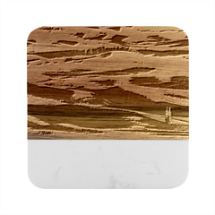 Grassland Nature Palouse Green Field Hill Sky Butte Marble Wood Coaster (square) by Bakwanart