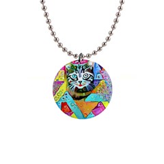 Kitten Cat Pet Animal Adorable Fluffy Cute Kitty 1  Button Necklace by 99art