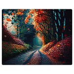 Forest Autumn Fall Painting Two Sides Premium Plush Fleece Blanket (Medium) 60 x50  Blanket Back