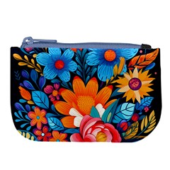 Flowers Bloom Spring Colorful Artwork Decoration Large Coin Purse