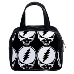 Black And White Deadhead Grateful Dead Steal Your Face Pattern Classic Handbag (two Sides) by 99art