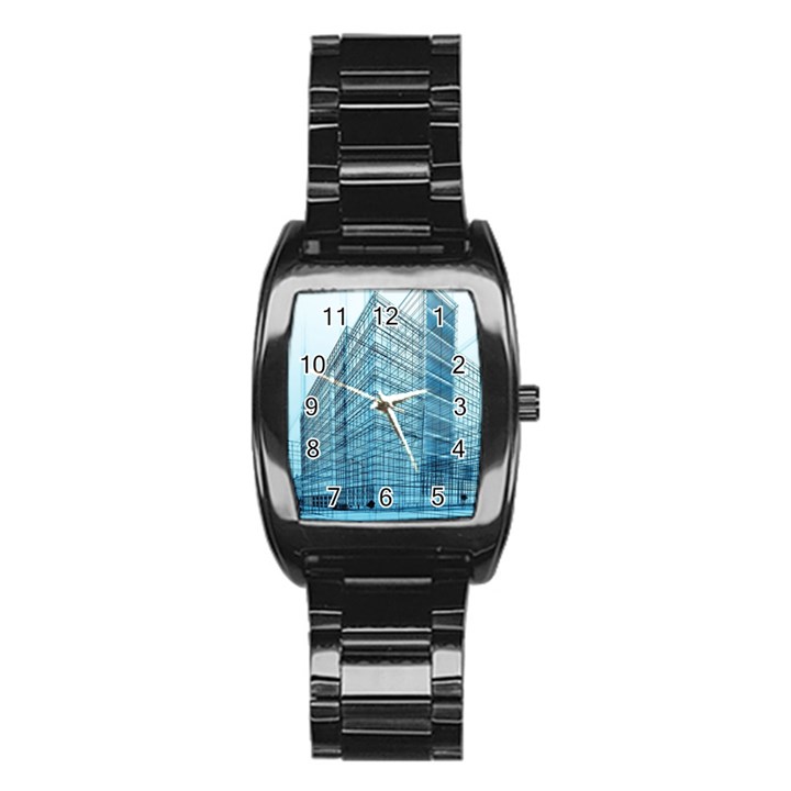 Architecture Blue Drawing Engineering City Modern Building Exterior Stainless Steel Barrel Watch