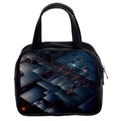 Architectural Design Abstract 3d Neon Glow Industry Classic Handbag (two Sides) by 99art