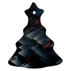 Architectural Design Abstract 3d Neon Glow Industry Christmas Tree Ornament (two Sides) by 99art