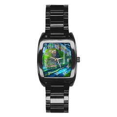 Anime Landscape Apocalyptic Ruins Water City Cityscape Stainless Steel Barrel Watch by 99art