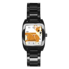 Corgi Dog Puppy Stainless Steel Barrel Watch by 99art