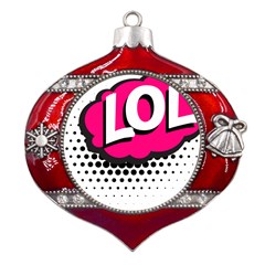 Lol-acronym-laugh-out-loud-laughing Metal Snowflake And Bell Red Ornament by 99art
