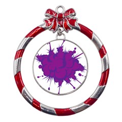 Explosion-firecracker-pyrotechnics Metal Red Ribbon Round Ornament