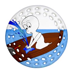 Spirit-boat-funny-comic-graphic Round Filigree Ornament (two Sides) by 99art