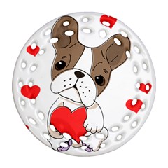 Animation-dog-cute-animate-comic Round Filigree Ornament (two Sides) by 99art