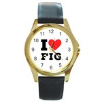 I love fig  Round Gold Metal Watch