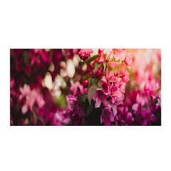 Pink Flower Satin Wrap 35  X 70 