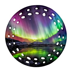 Aurora Borealis Polar Northern Lights Natural Phenomenon North Night Mountains Round Filigree Ornament (two Sides)