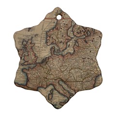 Old Vintage Classic Map Of Europe Snowflake Ornament (two Sides)