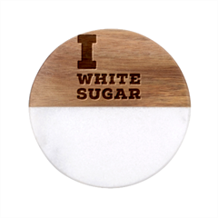 I Love White Sugar Classic Marble Wood Coaster (round)  by ilovewhateva