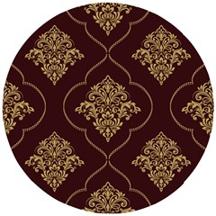 Vector Gold Ornament Pattern Seamless Damask Wooden Puzzle Round by danenraven