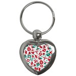 Background Vector Texture Christmas Winter Pattern Seamless Key Chain (Heart)