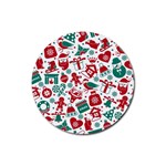 Background Vector Texture Christmas Winter Pattern Seamless Rubber Round Coaster (4 pack)
