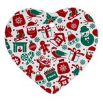 Background Vector Texture Christmas Winter Pattern Seamless Heart Ornament (Two Sides)