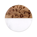 Background Vector Texture Christmas Winter Pattern Seamless Classic Marble Wood Coaster (Round) 