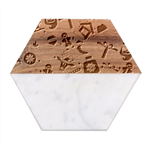 Background Vector Texture Christmas Winter Pattern Seamless Marble Wood Coaster (Hexagon) 